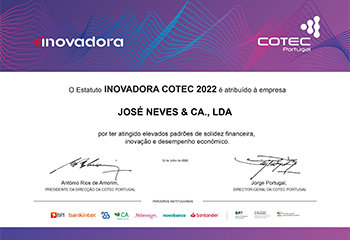 certificado inovadora cotec 2022 jose neves embalagens